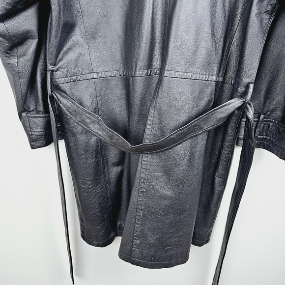 Bagatelle Black Leather Trench Coat with Belt - Picture 6 of 14